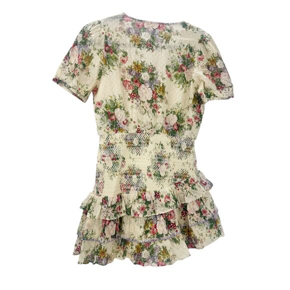 LoveShackFancy Keelin Mini Dress Shining Gemstone Floral Cotton Multi Size M NWT - Picture 5 of 11